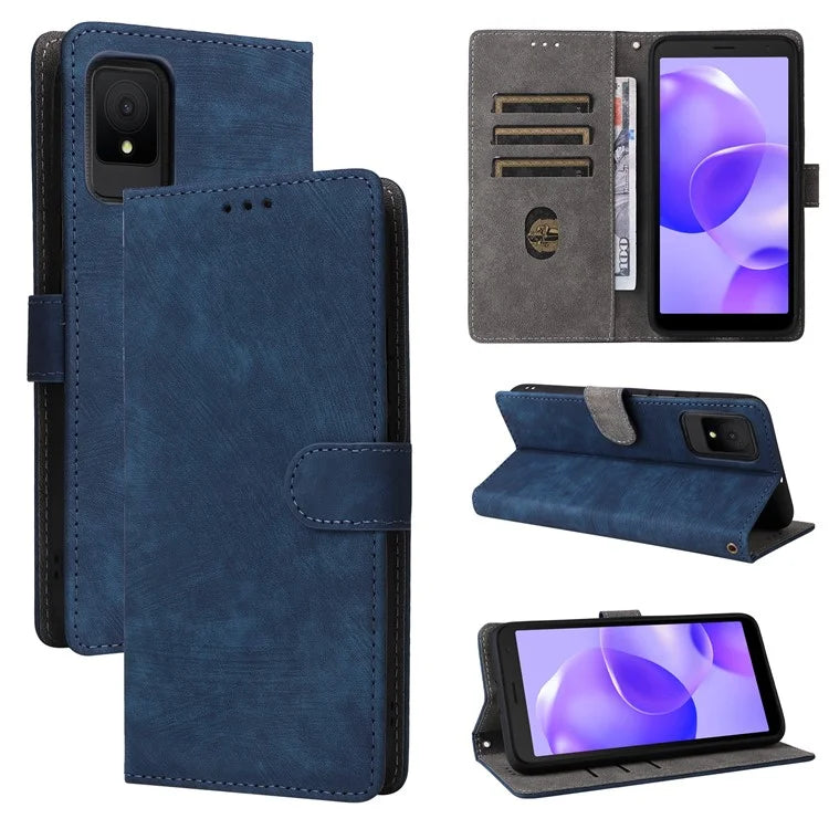 For TCL 502 Case RFID Blocking Drop-proof Wallet Phone Cover with Handy Strap