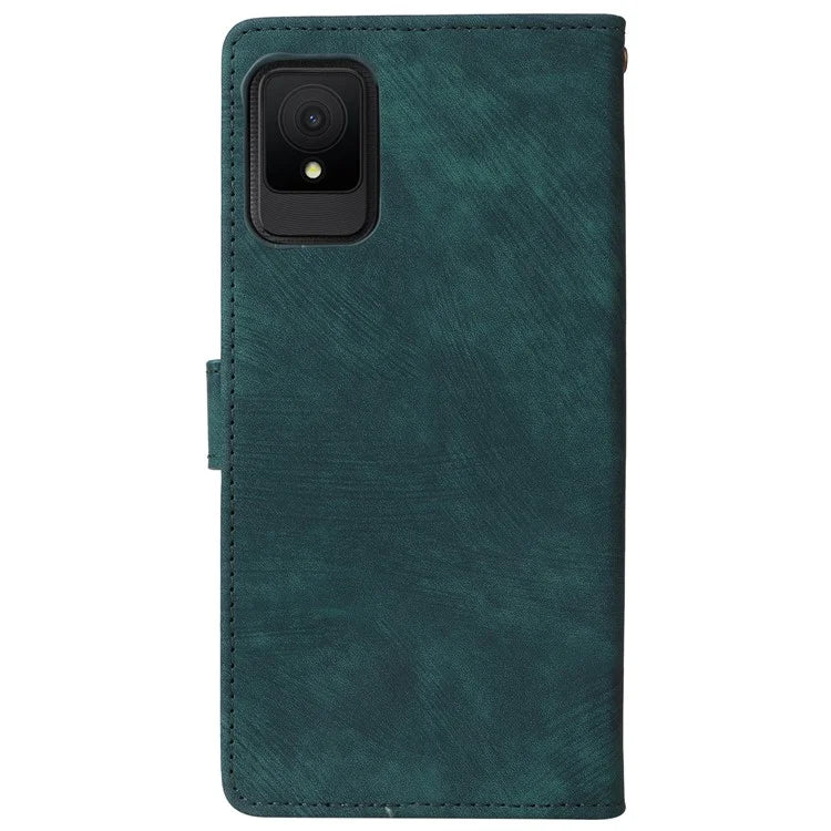 For TCL 502 Case RFID Blocking Drop-proof Wallet Phone Cover with Handy Strap