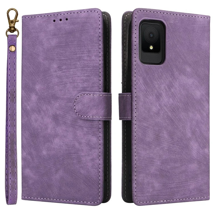 For TCL 502 Case RFID Blocking Drop-proof Wallet Phone Cover with Handy Strap
