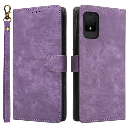For TCL 502 Case RFID Blocking Drop-proof Wallet Phone Cover with Handy Strap