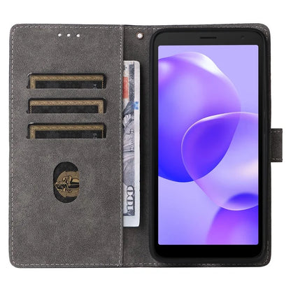 For TCL 502 Case RFID Blocking Drop-proof Wallet Phone Cover with Handy Strap