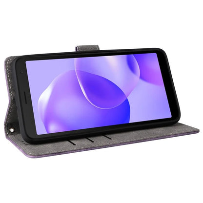 For TCL 502 Case RFID Blocking Drop-proof Wallet Phone Cover with Handy Strap