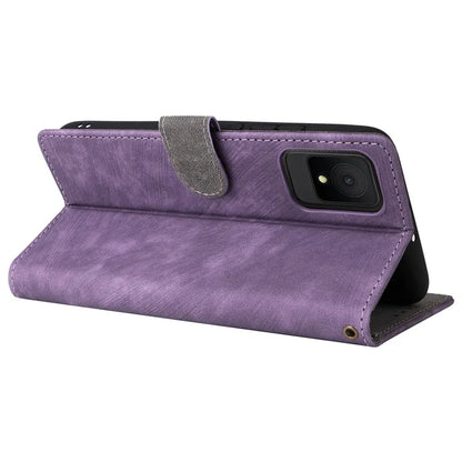 For TCL 502 Case RFID Blocking Drop-proof Wallet Phone Cover with Handy Strap