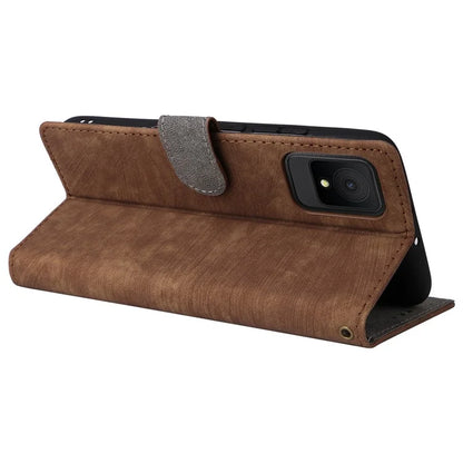 For TCL 502 Case RFID Blocking Drop-proof Wallet Phone Cover with Handy Strap