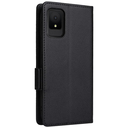 For TCL 502 Phone Cover Litchi Texture Wallet Case with Wrist Strap