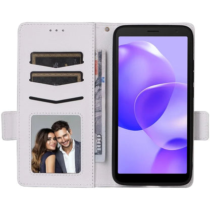 For TCL 502 Phone Cover Litchi Texture Wallet Case with Wrist Strap