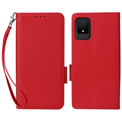 For TCL 502 Phone Cover Litchi Texture Wallet Case with Wrist Strap