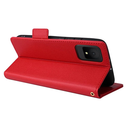 For TCL 502 Phone Cover Litchi Texture Wallet Case with Wrist Strap