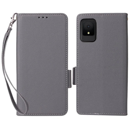 For TCL 502 Phone Cover Litchi Texture Wallet Case with Wrist Strap
