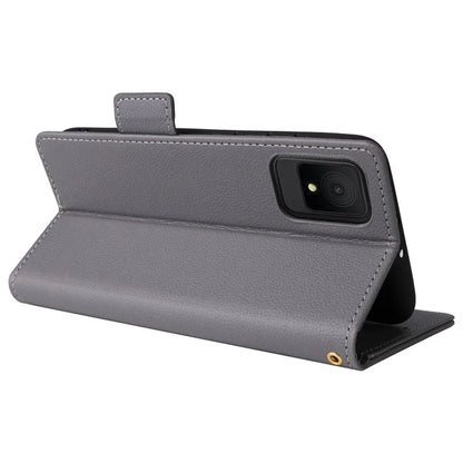 For TCL 502 Phone Cover Litchi Texture Wallet Case with Wrist Strap