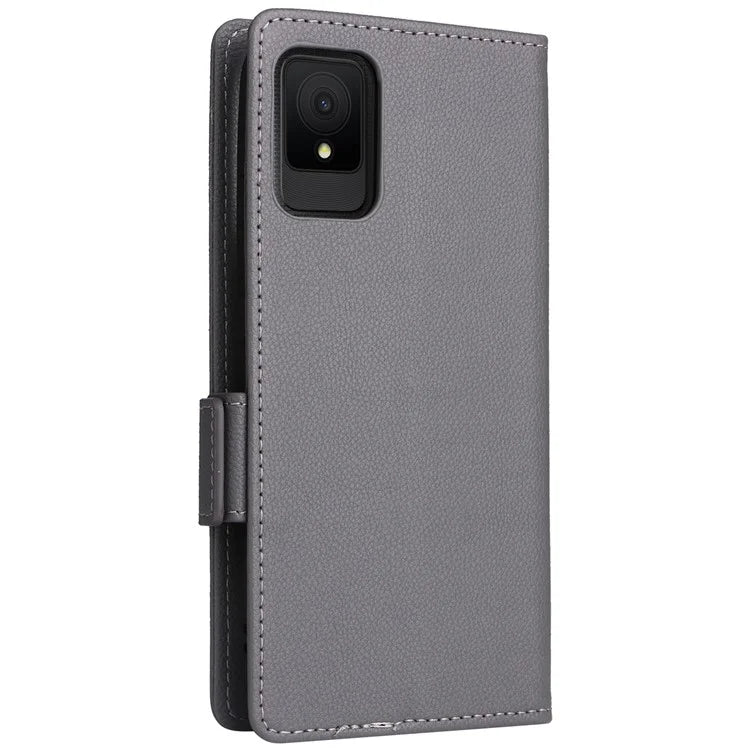 For TCL 502 Phone Cover Litchi Texture Wallet Case with Wrist Strap