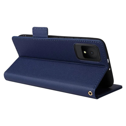 For TCL 502 Phone Cover Litchi Texture Wallet Case with Wrist Strap