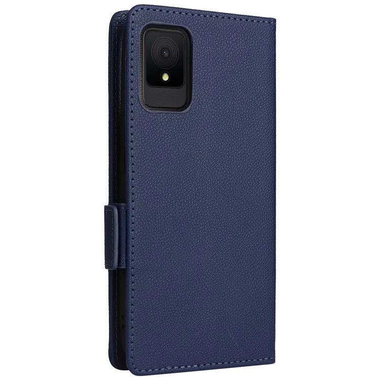 For TCL 502 Phone Cover Litchi Texture Wallet Case with Wrist Strap
