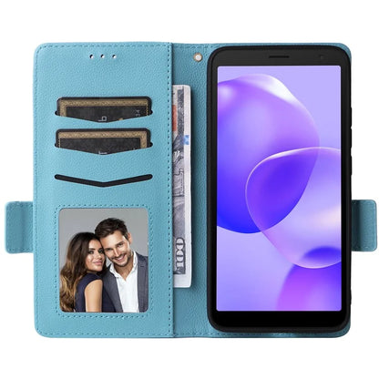 For TCL 502 Phone Cover Litchi Texture Wallet Case with Wrist Strap