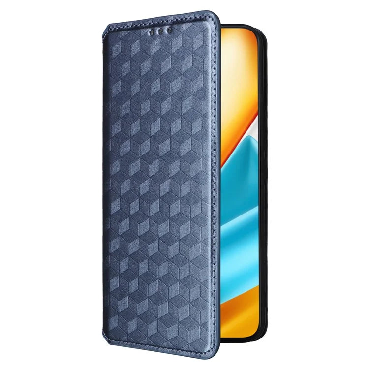 For Honor 90 GT 5G Case PU Leather+TPU 3D Rhombus Imprinted Phone Shell