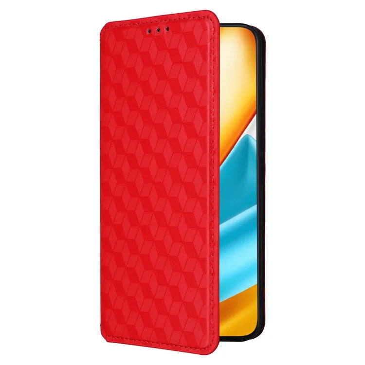 For Honor 90 GT 5G Case PU Leather+TPU 3D Rhombus Imprinted Phone Shell