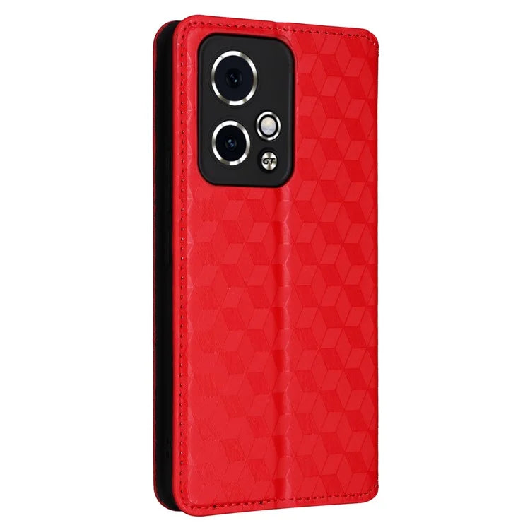 For Honor 90 GT 5G Case PU Leather+TPU 3D Rhombus Imprinted Phone Shell