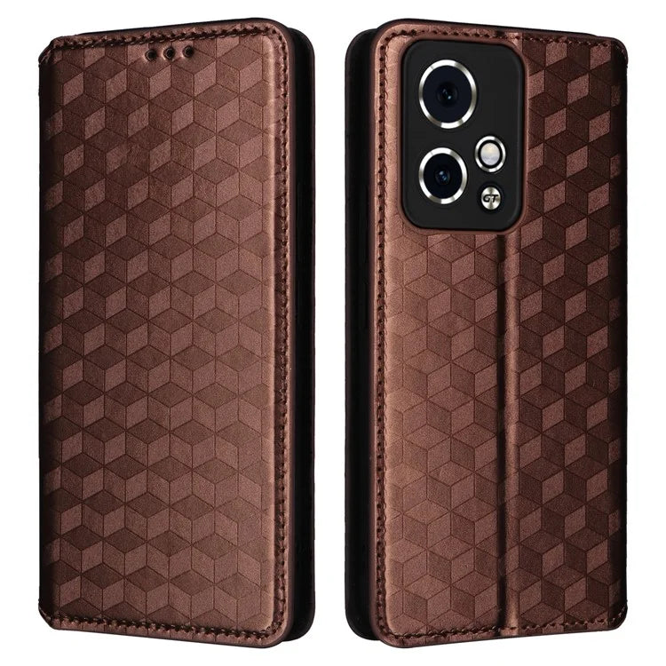 For Honor 90 GT 5G Case PU Leather+TPU 3D Rhombus Imprinted Phone Shell