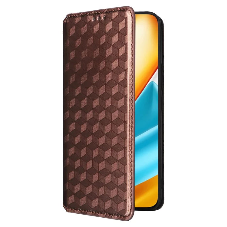 For Honor 90 GT 5G Case PU Leather+TPU 3D Rhombus Imprinted Phone Shell