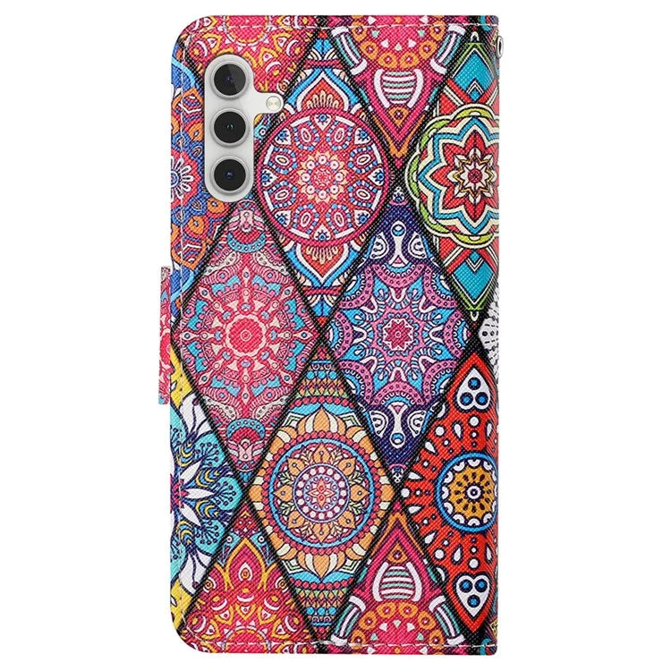 For Samsung Galaxy A25 5G (Global) (161.0 x 76.5 x 8.3mm) Case Pattern Print Cross Texture Cover