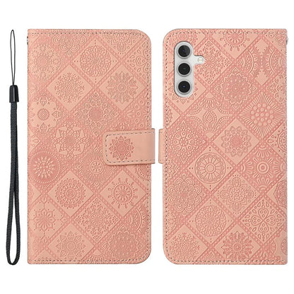 For Samsung Galaxy A25 5G (Global) (161.0 x 76.5 x 8.3mm) Wallet Case Leather+TPU Ethnic Style Cover