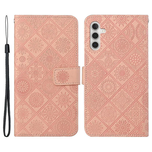 For Samsung Galaxy A25 5G (Global) (161.0 x 76.5 x 8.3mm) Wallet Case Leather+TPU Ethnic Style Cover
