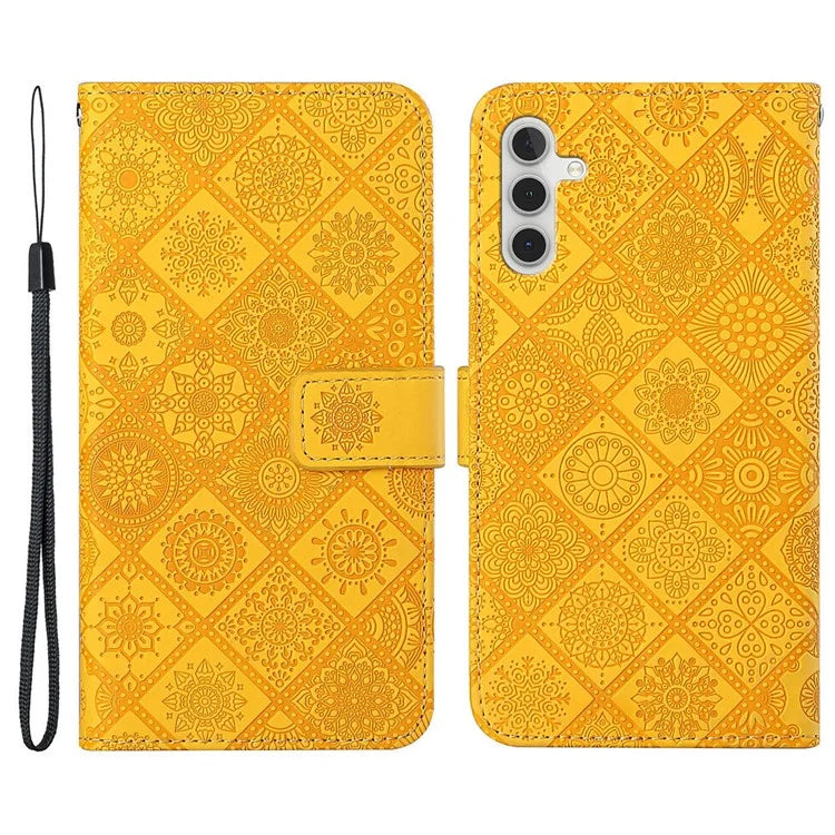 For Samsung Galaxy A25 5G (Global) (161.0 x 76.5 x 8.3mm) Wallet Case Leather+TPU Ethnic Style Cover