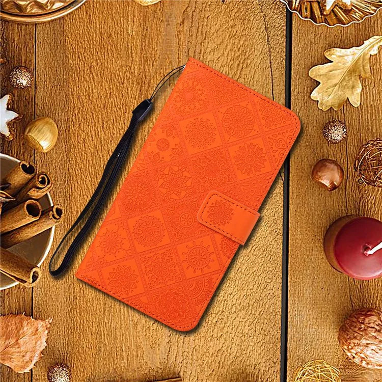 For Samsung Galaxy A25 5G (Global) (161.0 x 76.5 x 8.3mm) Wallet Case Leather+TPU Ethnic Style Cover