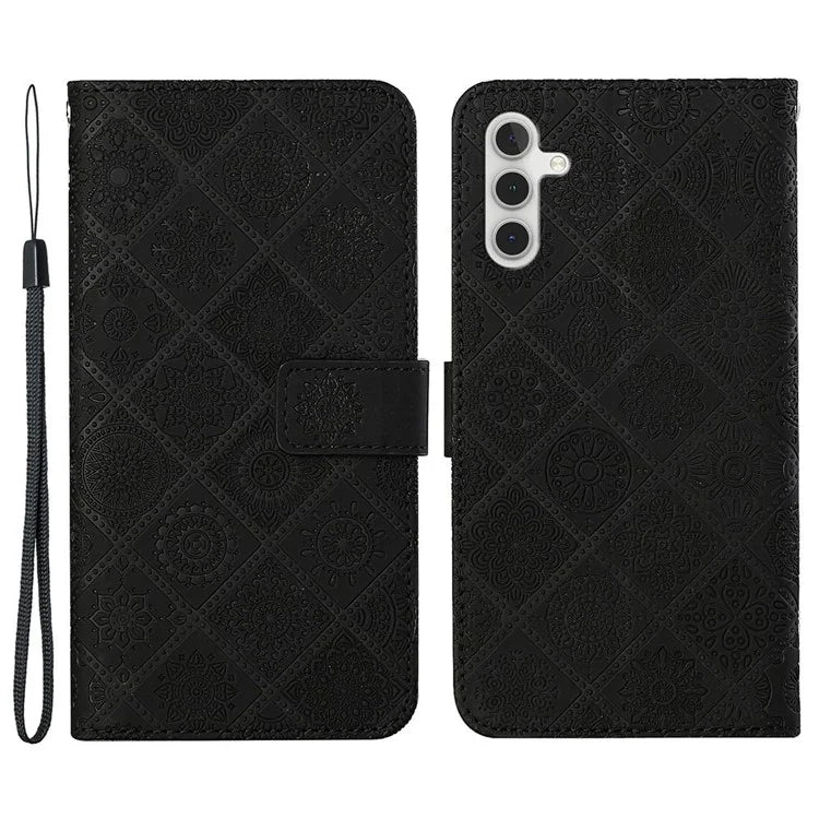 For Samsung Galaxy A25 5G (Global) (161.0 x 76.5 x 8.3mm) Wallet Case Leather+TPU Ethnic Style Cover