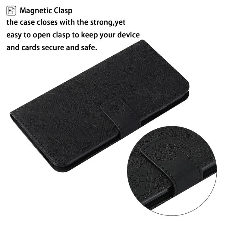 For Samsung Galaxy A25 5G (Global) (161.0 x 76.5 x 8.3mm) Wallet Case Leather+TPU Ethnic Style Cover