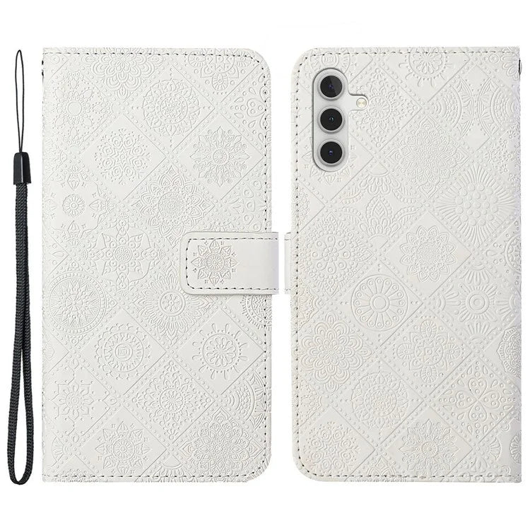 For Samsung Galaxy A25 5G (Global) (161.0 x 76.5 x 8.3mm) Wallet Case Leather+TPU Ethnic Style Cover