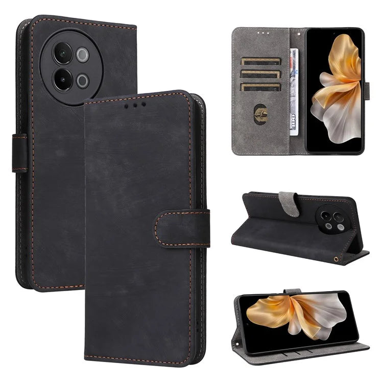 For vivo S18e 5G Leather Phone Case RFID Blocking Shockproof Flip Cover