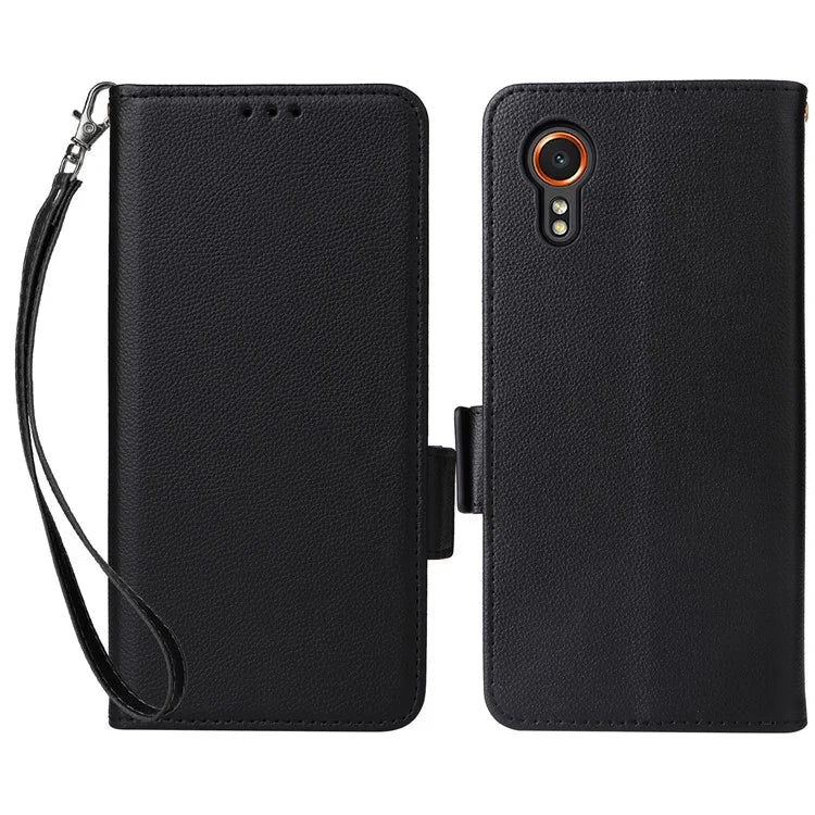 For Samsung Galaxy Xcover 7 Litchi Texture Leather Case Wallet Shockproof Phone Cover
