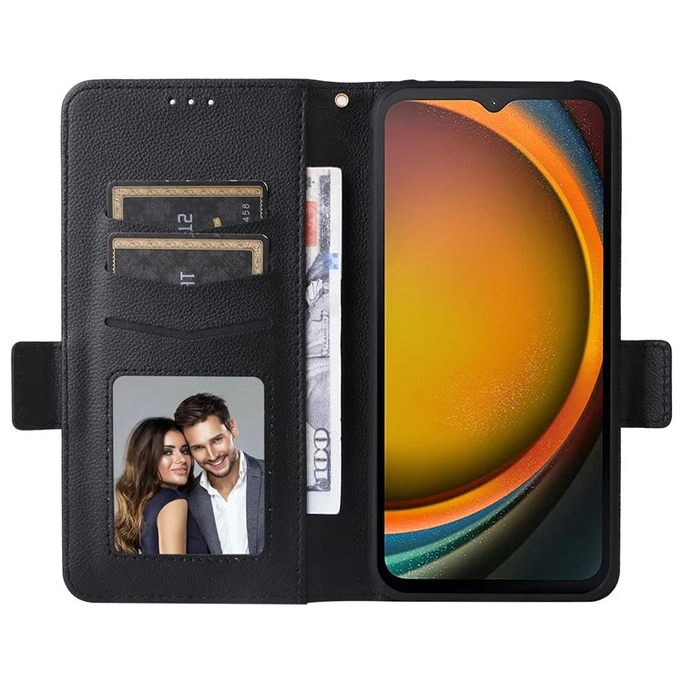For Samsung Galaxy Xcover 7 Litchi Texture Leather Case Wallet Shockproof Phone Cover