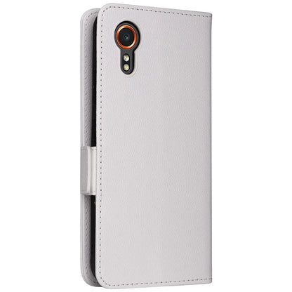 For Samsung Galaxy Xcover 7 Litchi Texture Leather Case Wallet Shockproof Phone Cover