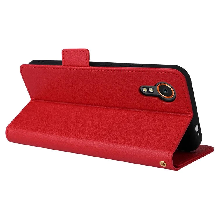 For Samsung Galaxy Xcover 7 Litchi Texture Leather Case Wallet Shockproof Phone Cover