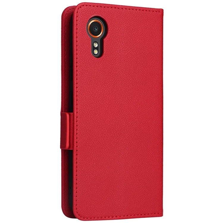 For Samsung Galaxy Xcover 7 Litchi Texture Leather Case Wallet Shockproof Phone Cover