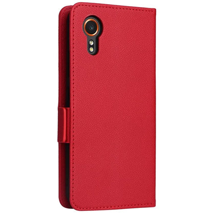 For Samsung Galaxy Xcover 7 Litchi Texture Leather Case Wallet Shockproof Phone Cover