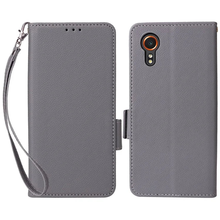 For Samsung Galaxy Xcover 7 Litchi Texture Leather Case Wallet Shockproof Phone Cover