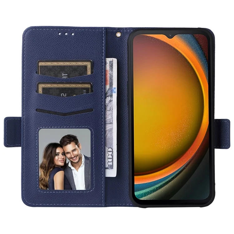 For Samsung Galaxy Xcover 7 Litchi Texture Leather Case Wallet Shockproof Phone Cover