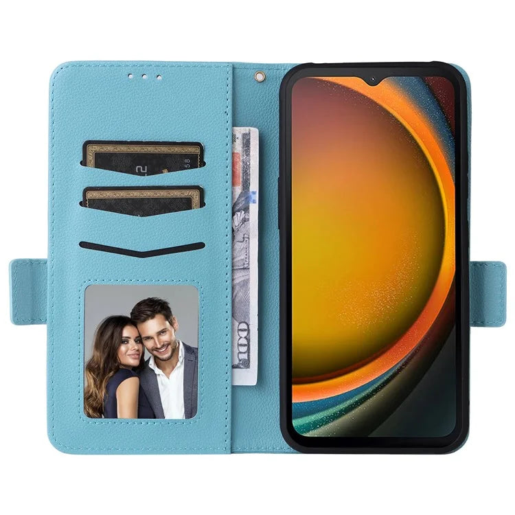 For Samsung Galaxy Xcover 7 Litchi Texture Leather Case Wallet Shockproof Phone Cover