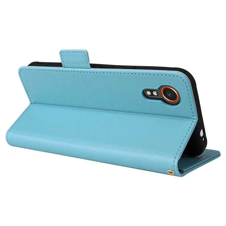 For Samsung Galaxy Xcover 7 Litchi Texture Leather Case Wallet Shockproof Phone Cover