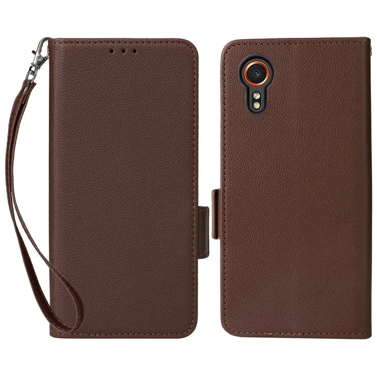 For Samsung Galaxy Xcover 7 Litchi Texture Leather Case Wallet Shockproof Phone Cover