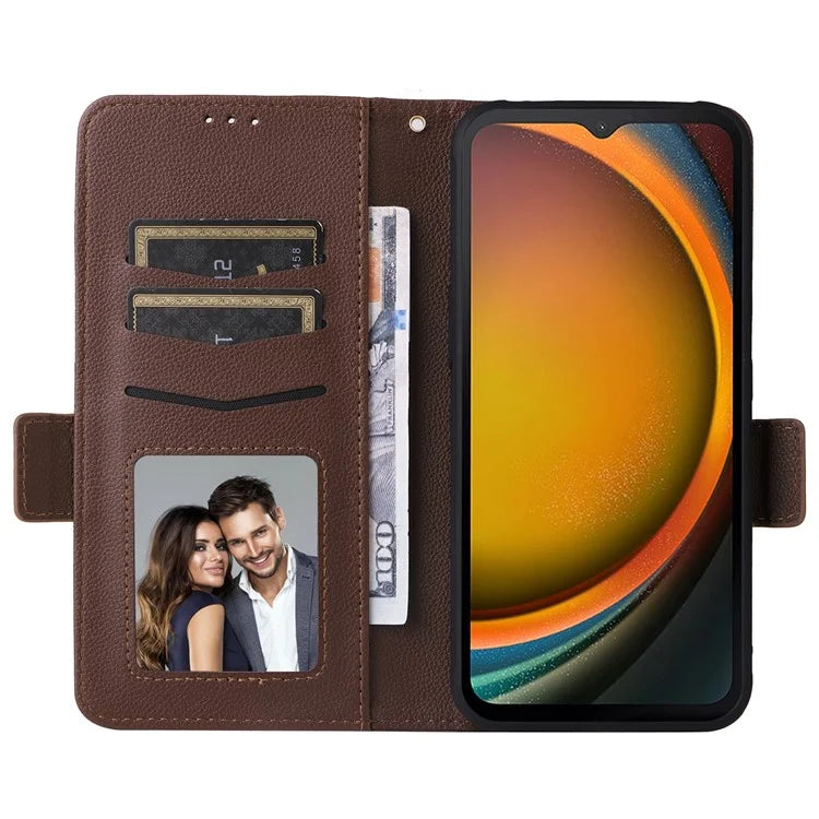 For Samsung Galaxy Xcover 7 Litchi Texture Leather Case Wallet Shockproof Phone Cover