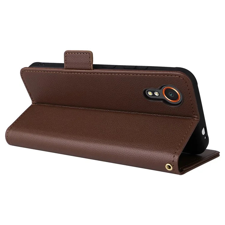 For Samsung Galaxy Xcover 7 Litchi Texture Leather Case Wallet Shockproof Phone Cover