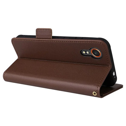 For Samsung Galaxy Xcover 7 Litchi Texture Leather Case Wallet Shockproof Phone Cover