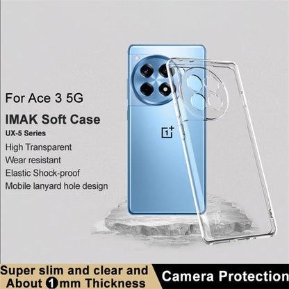 IMAK UX-5 Series Clear Phone Cover for OnePlus Ace 3 5G / 12R 5G Anti-Scratch TPU Cell Phone Cover