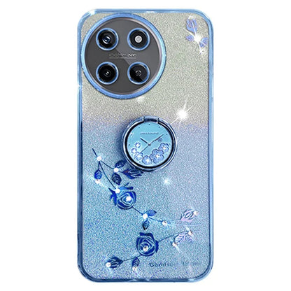 KADEM For Realme 11 4G (159.9x73.3x7.95mm) TPU Case Rhinestone Flower Back Cover Ring Kickstand