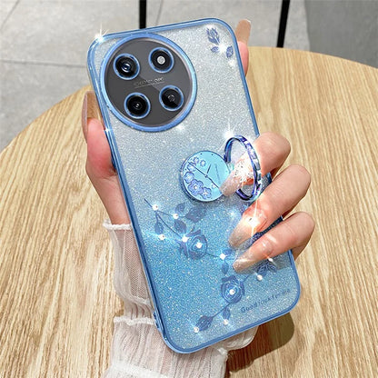 KADEM For Realme 11 4G (159.9x73.3x7.95mm) TPU Case Rhinestone Flower Back Cover Ring Kickstand