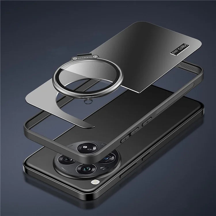 For OnePlus 12 5G Back Case with Lens Kickstand TPU+PC Phone Cover Protector